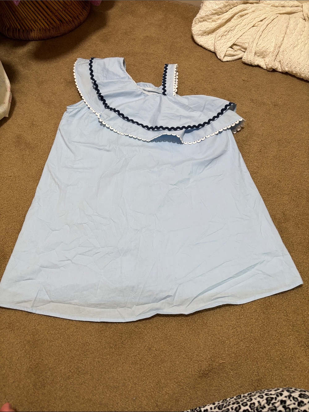 Love Riche Light Blue Ruffle One-Shoulder dress